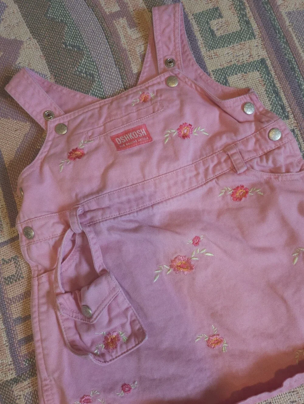 Oshkosh Skirt Floral Pink Overalls Size 18 Months